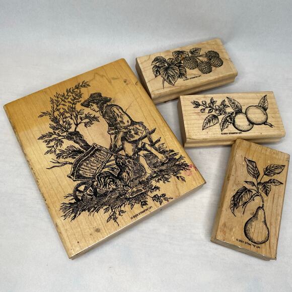 Stampin' Up Wood Stamps Farm Garden Fruits 2001 2003 Set - Picture 1 of 10